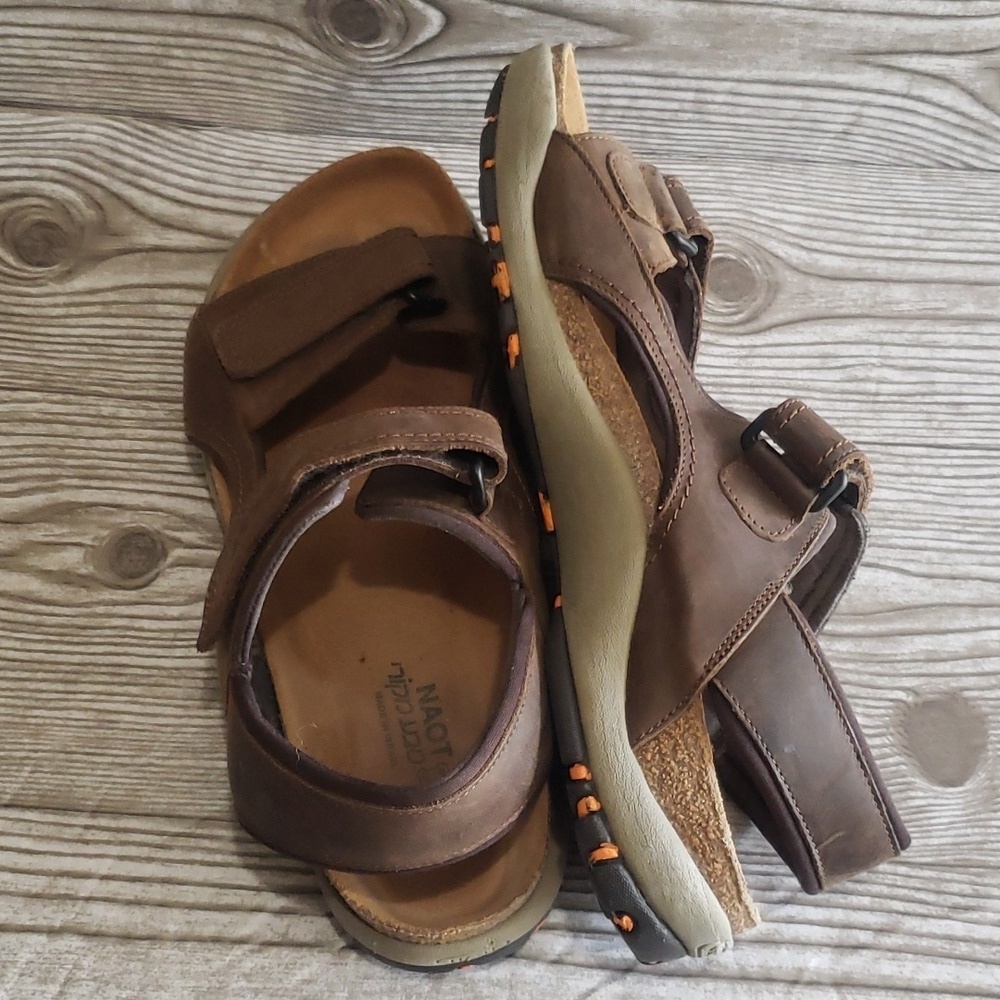 Naot 44 brown leather adjustable straps mens sandals size 11 - Picture 6 of 8